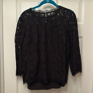 Talbots Black Lace 3/4 Sleeve Blouse